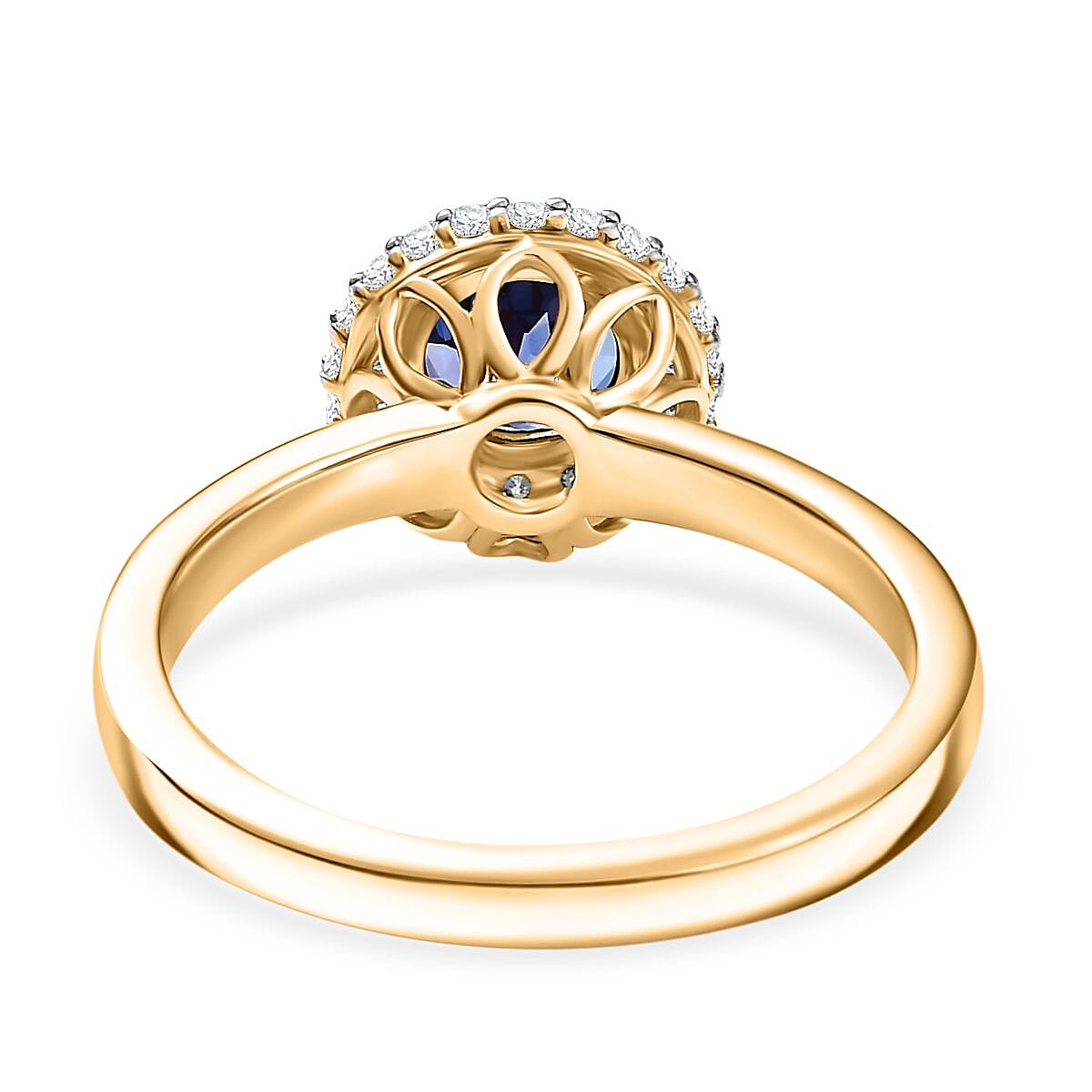 Luxoro AAA Tanzanite and Diamond I2 1.30 ctw Ring in 14K Yellow Gold (Size 7.0) 4.00 Grams image number 4