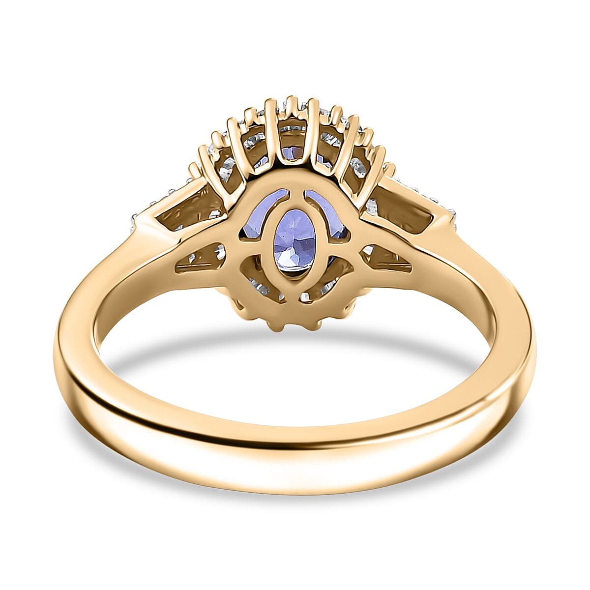 Luxoro Premium Tanzanite and Diamond I2 1.80 ctw Ring in 10K Yellow Gold (Size 8.0) 4.09 Grams