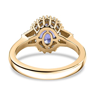 Luxoro Premium Tanzanite and Diamond I2 1.80 ctw Ring in 10K Yellow Gold (Size 8.0) 4.09 Grams