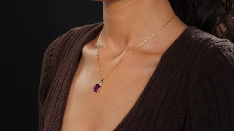 Luxoro AAA Moroccan Amethyst and Diamond I2 4.70 ctw Pendant without Chain in 10K Yellow Gold