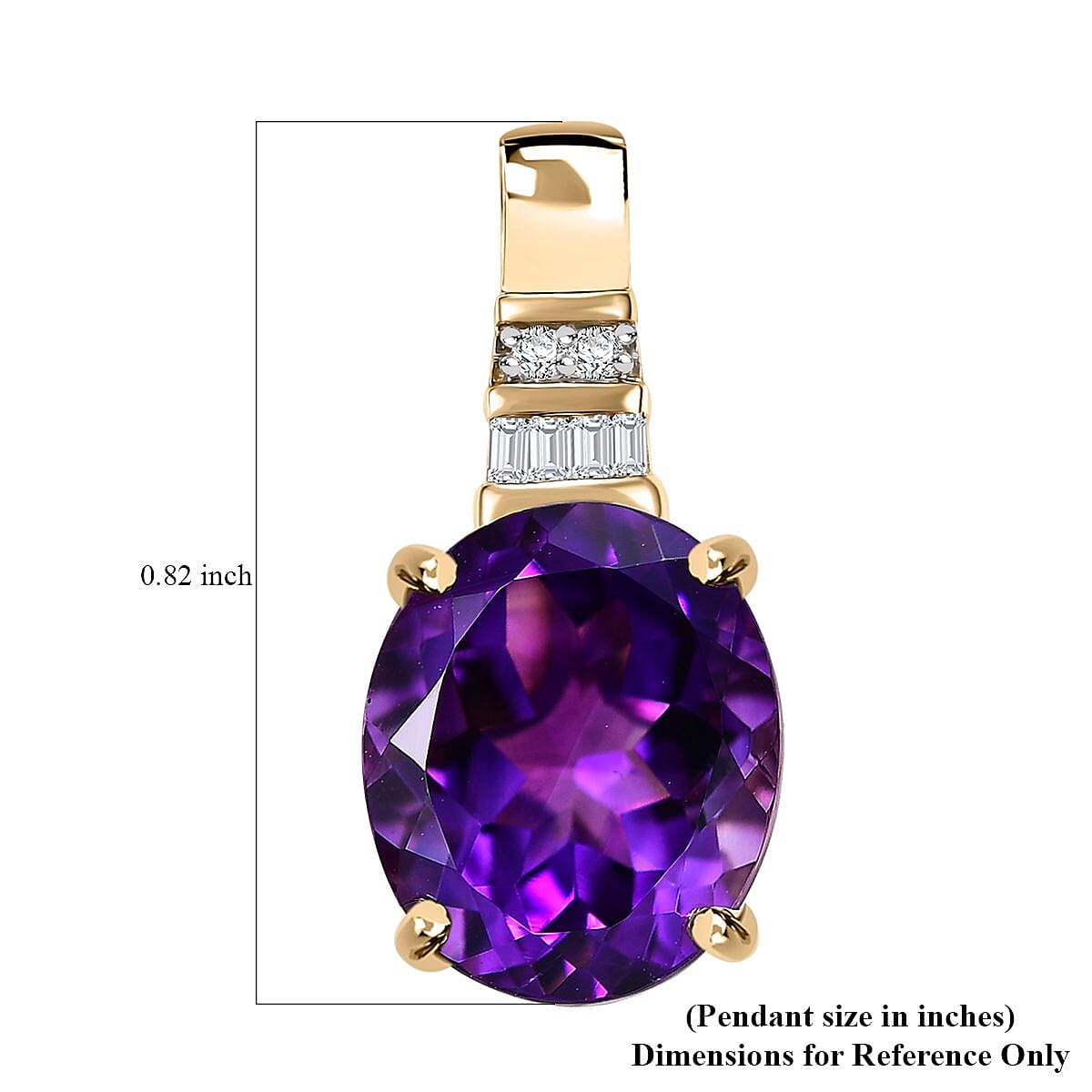 10K Yellow Gold  AAA   Moroccan Amethyst ,  White Diamond  I2 Main Stone With Side Stone Pendant ,  Gold Wt. 2.7 g 4.66 ctw image number 5