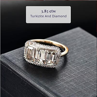 Certified & Appraised Luxoro 14K Yellow Gold AAA Turkizite, Diamond (I2) (0.40 cts) Ring (Size 12.0) (Del. in 12-15 Business Days) 3.85 ctw