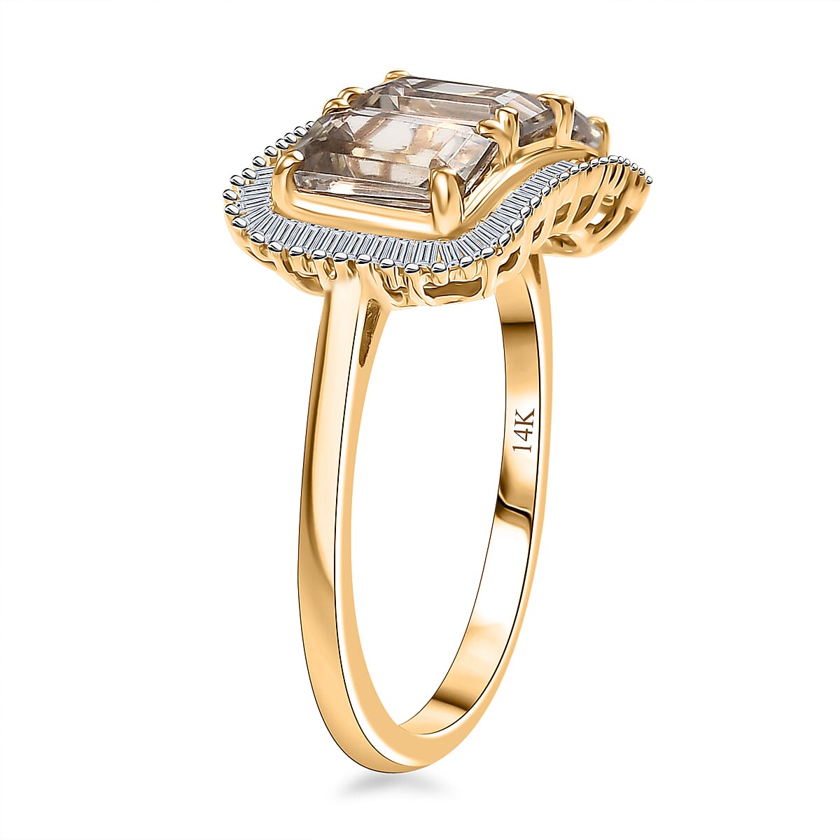 Certified & Appraised Luxoro AAA Turkizite and I2 Diamond 3.85 ctw Ring in 14K Yellow Gold (Size 9.0) (Del. in 12-15 Business Days) image number 3
