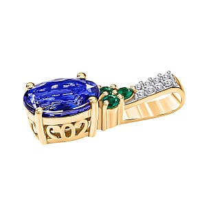 Luxoro AAA Tanzanite, Boyaca Colombian Emerald and Diamond I2 1.80 ctw Ring in 14K Yellow Gold (Size 7.0)