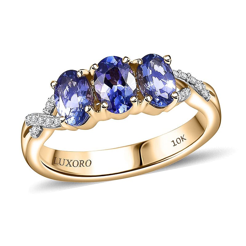 Luxoro 10K Yellow Gold Premium Tanzanite, Diamond (I2) Ring (Size 10.0) 1.50 ctw