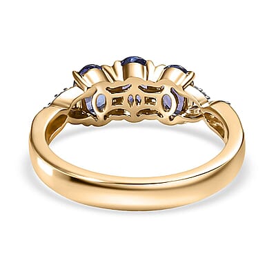 Luxoro 10K Yellow Gold Premium Tanzanite, Diamond (I2) Ring (Size 10.0) 1.50 ctw