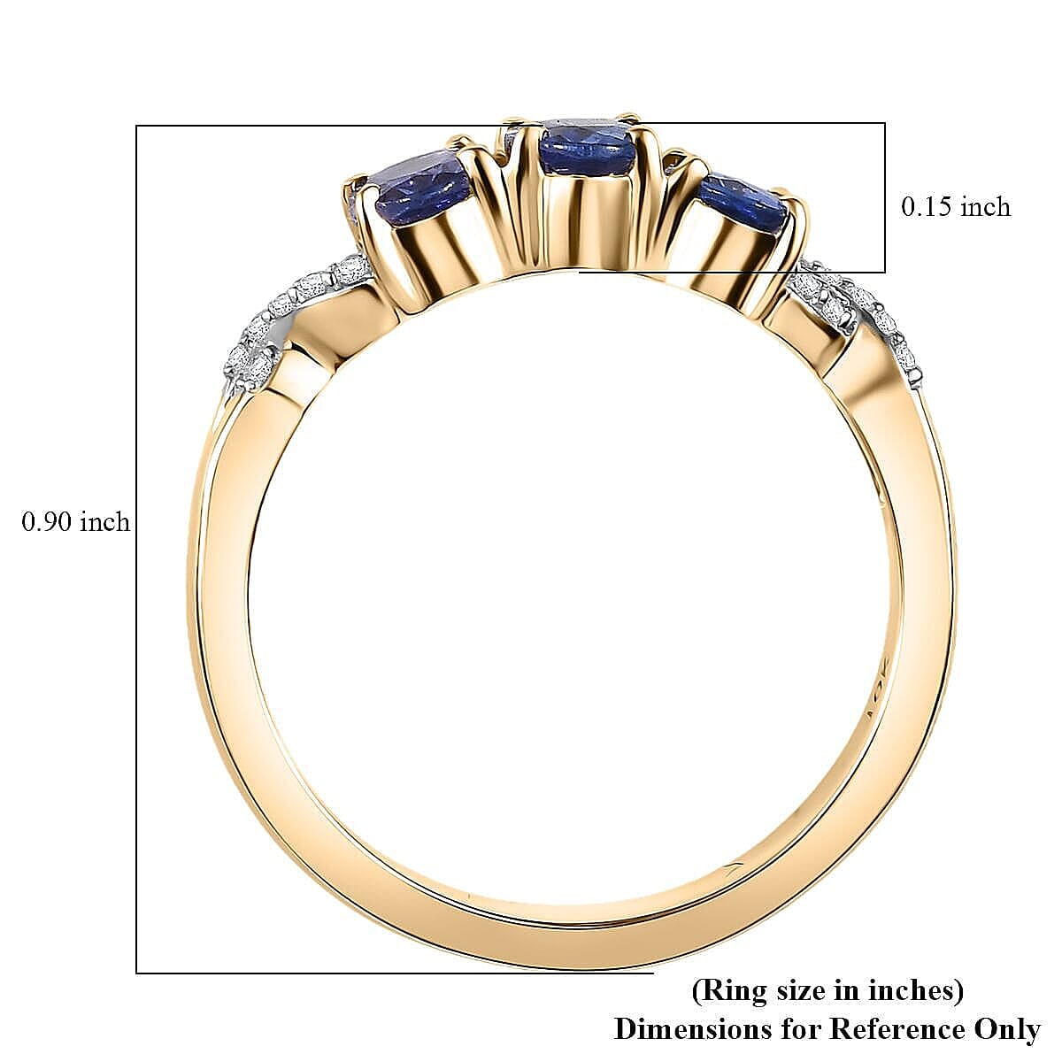 Luxoro 10K Yellow Gold Premium Tanzanite, Diamond (I2) Ring (Size 10.0) 1.50 ctw