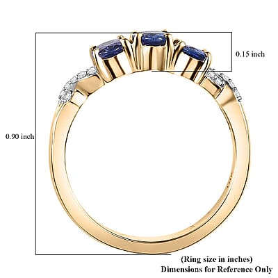 Luxoro 10K Yellow Gold Premium Tanzanite, Diamond (I2) Ring (Size 10.0) 1.50 ctw