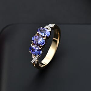 Luxoro Premium Tanzanite and Diamond I2 1.50 ctw Ring in 10K Yellow Gold (Size 7.0)