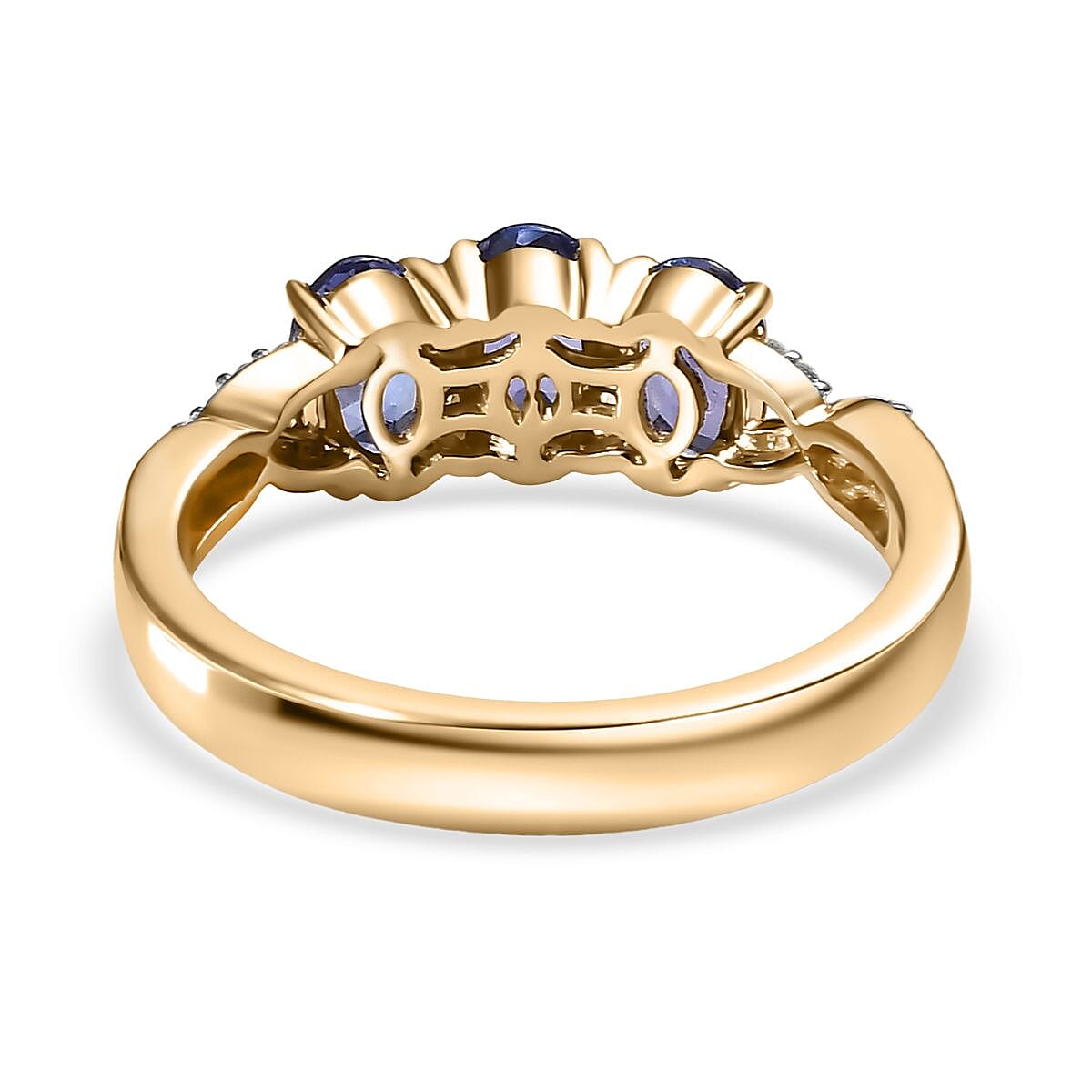 Luxoro Premium Tanzanite and Diamond I2 1.50 ctw Ring in 10K Yellow Gold (Size 7.0) image number 4