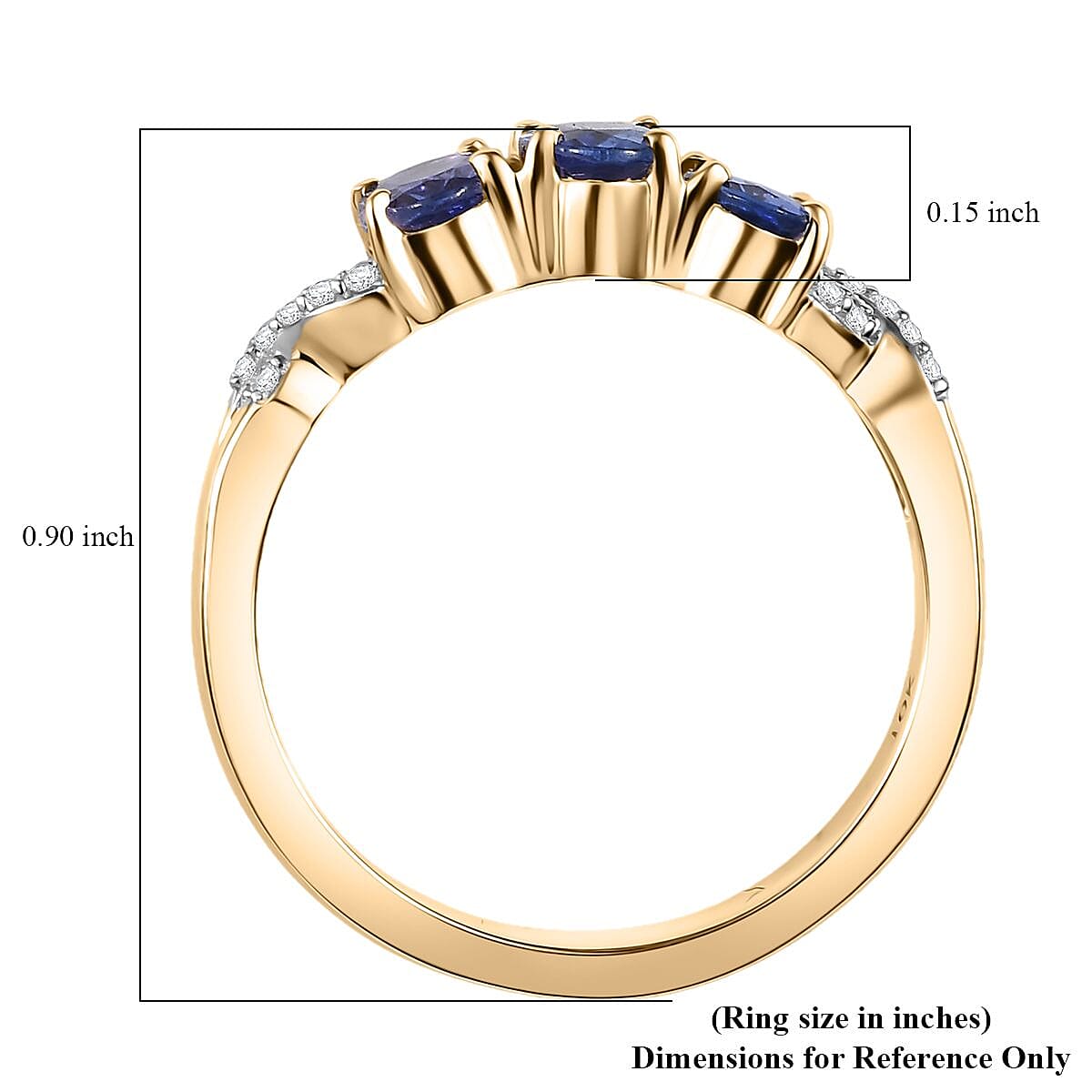 Luxoro Premium Tanzanite and Diamond I2 1.50 ctw Ring in 10K Yellow Gold (Size 7.0) image number 5