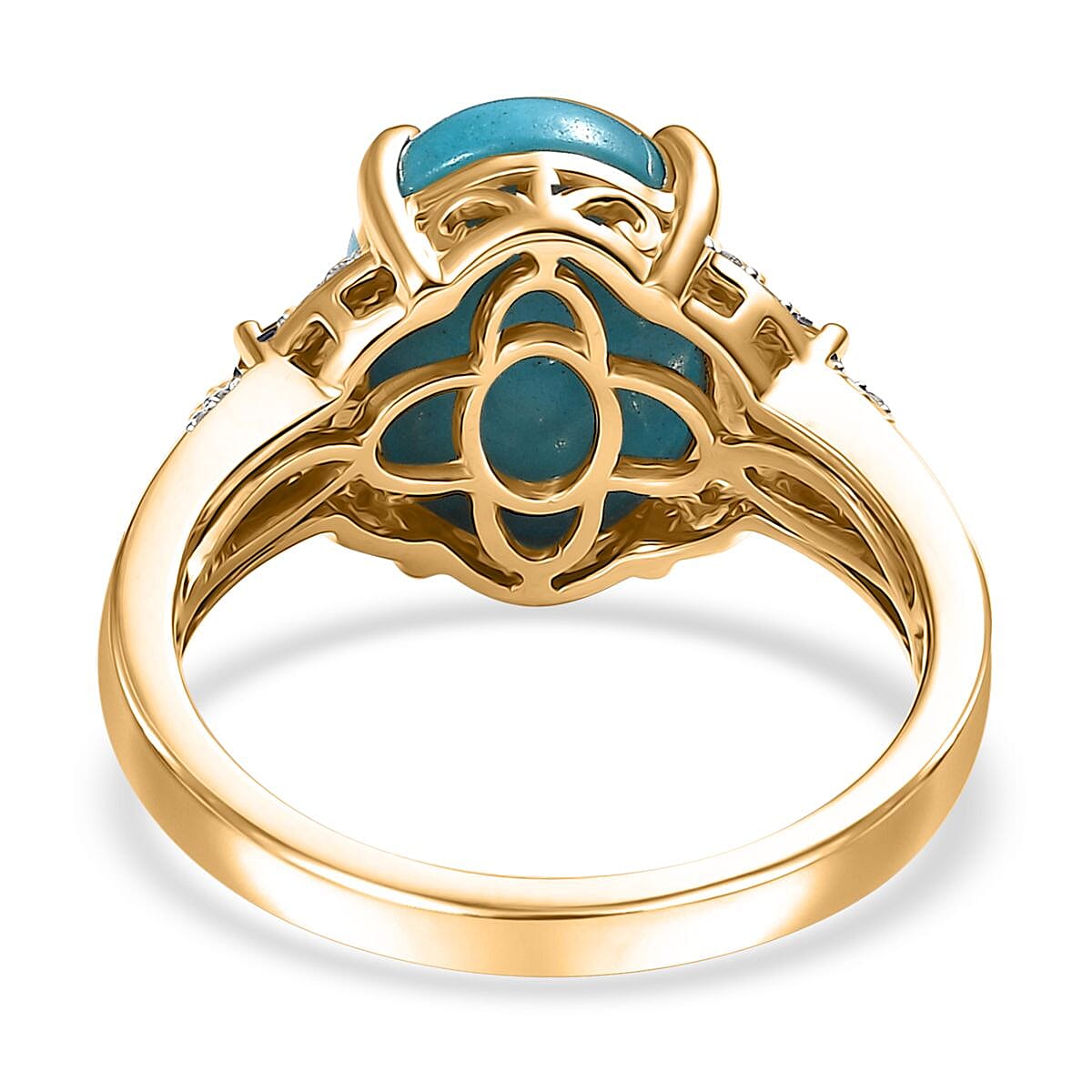 Luxoro Premium Sleeping Beauty Turquoise, Tanzanite and Diamond I2 6.25 ctw Ring in 10K Yellow Gold (Size 9.0) 4.50 Grams image number 4
