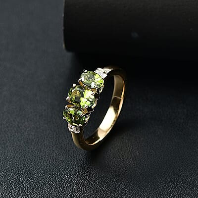 Luxoro AAA Calabar Tourmaline and Diamond I2 1.85 ctw Ring in 14K Yellow Gold (Size  5.0)  4.60 Grams