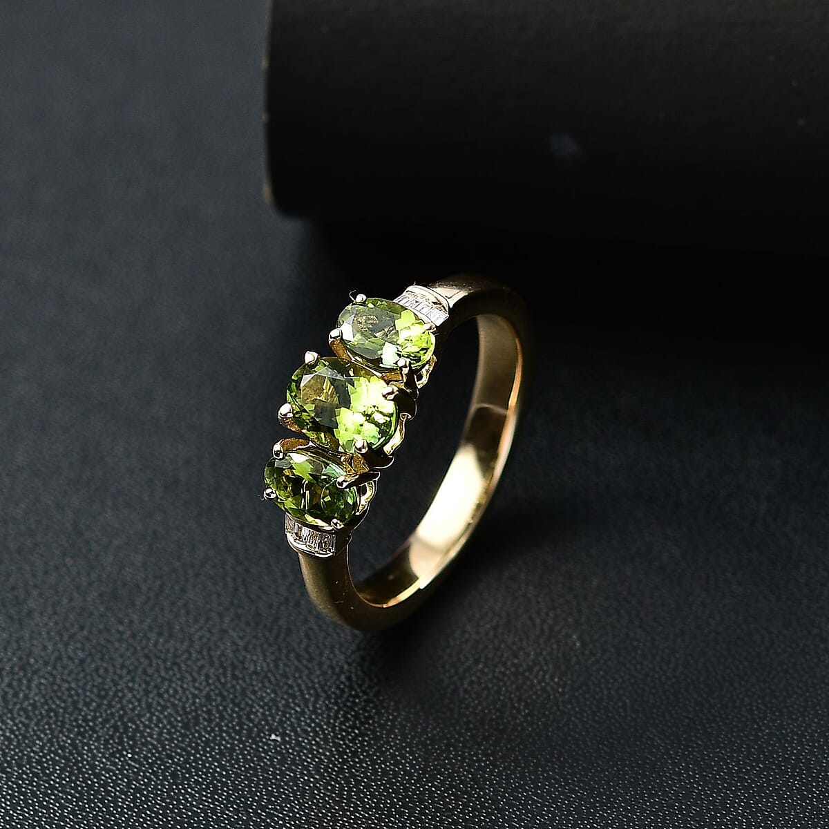 Luxoro 14K Yellow Gold AAA Calabar Tourmaline, Diamond (I2) Ring (Size 8.0) (4.60 g) 1.85 ctw image number 1