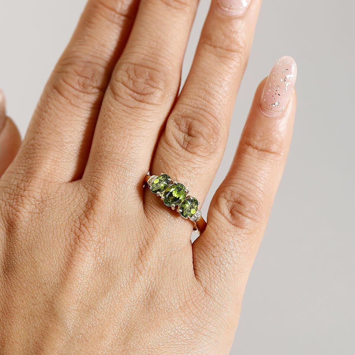 Luxoro 14K Yellow Gold AAA Calabar Tourmaline, Diamond (I2) Ring (Size 8.0) (4.60 g) 1.85 ctw image number 2