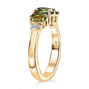 Luxoro AAA Calabar Tourmaline and Diamond I2 1.85 ctw Ring in 14K Yellow Gold (Size 8.0) 4.60 Grams