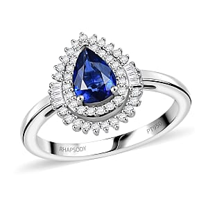 950 Platinum  AAAA  Blue Ceylon Sapphire   White Diamond  EF, VS Main Stone With Side Stone Ring ,  Platinum Wt. 5.5 g 1.24 ctw