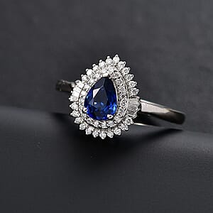 Rhapsody AAAA Ceylon Blue Sapphire and Diamond E-F VS 1.25 ctw Ring in 950 Platinum (Size 7.0) 4.30 Grams