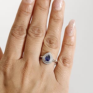 Rhapsody AAAA Ceylon Blue Sapphire and Diamond E-F VS 1.25 ctw Ring in 950 Platinum (Size 7.0) 4.30 Grams