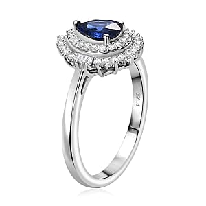 Rhapsody AAAA Ceylon Blue Sapphire and Diamond E-F VS 1.25 ctw Ring in 950 Platinum (Size 7.0) 4.30 Grams