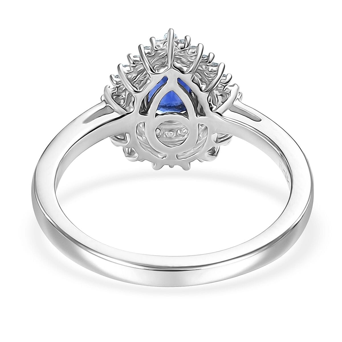 950 Platinum  AAAA  Blue Ceylon Sapphire   White Diamond  EF, VS Main Stone With Side Stone Ring ,  Platinum Wt. 5.5 g 1.24 ctw image number 4