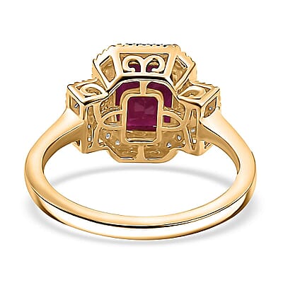 Luxoro AAA Royal Ruby and Diamond I2 2.75 ctw Ring in 14K Yellow Gold (Size 8.0) 4.48 Grams