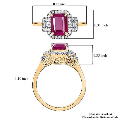 Luxoro AAA Royal Ruby and Diamond I2 2.75 ctw Ring in 14K Yellow Gold (Size 8.0) 4.48 Grams