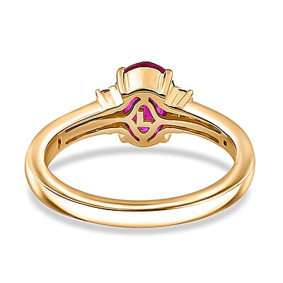 Luxoro 10K Yellow Gold AAA Royal Ruby, Padparscha Sapphire and Diamond (I2) (0.16 cts) Ring (Size 6.0) 1.60 ctw