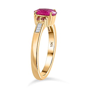 Luxoro AAA Royal Ruby, Padparscha Sapphire and Diamond I2 1.60 ctw Ring in 10K Yellow Gold (Size 7.0)