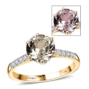 14K Yellow Gold  AAA   Turkizite ,  White Diamond  I2 Main Stone With Side Stone Ring ,  Gold Wt. 3 g 2.16 ctw