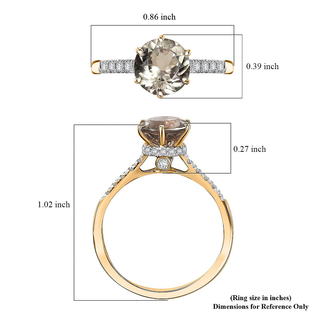 Luxoro AAA Turkizite and Diamond I2 2.15 ctw Ring in 14K Yellow Gold (Size 8.0) image number 5