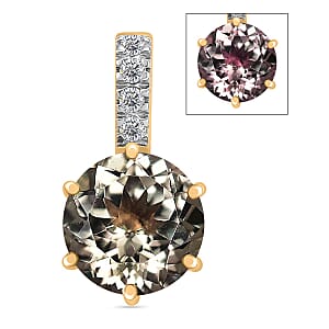 14K Yellow Gold  AAA   Turkizite ,  White Diamond  I2 Main Stone With Side Stone Pendant ,  Gold Wt. 1.8 g 2.03 ctw