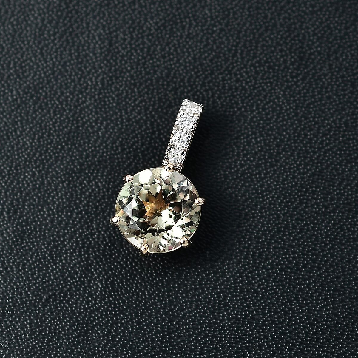 14K Yellow Gold  AAA   Turkizite ,  White Diamond  I2 Main Stone With Side Stone Pendant ,  Gold Wt. 1.8 g 2.03 ctw image number 1