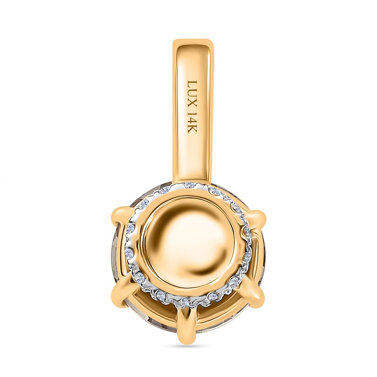 14K Yellow Gold  AAA   Turkizite ,  White Diamond  I2 Main Stone With Side Stone Pendant ,  Gold Wt. 1.8 g 2.03 ctw image number 4