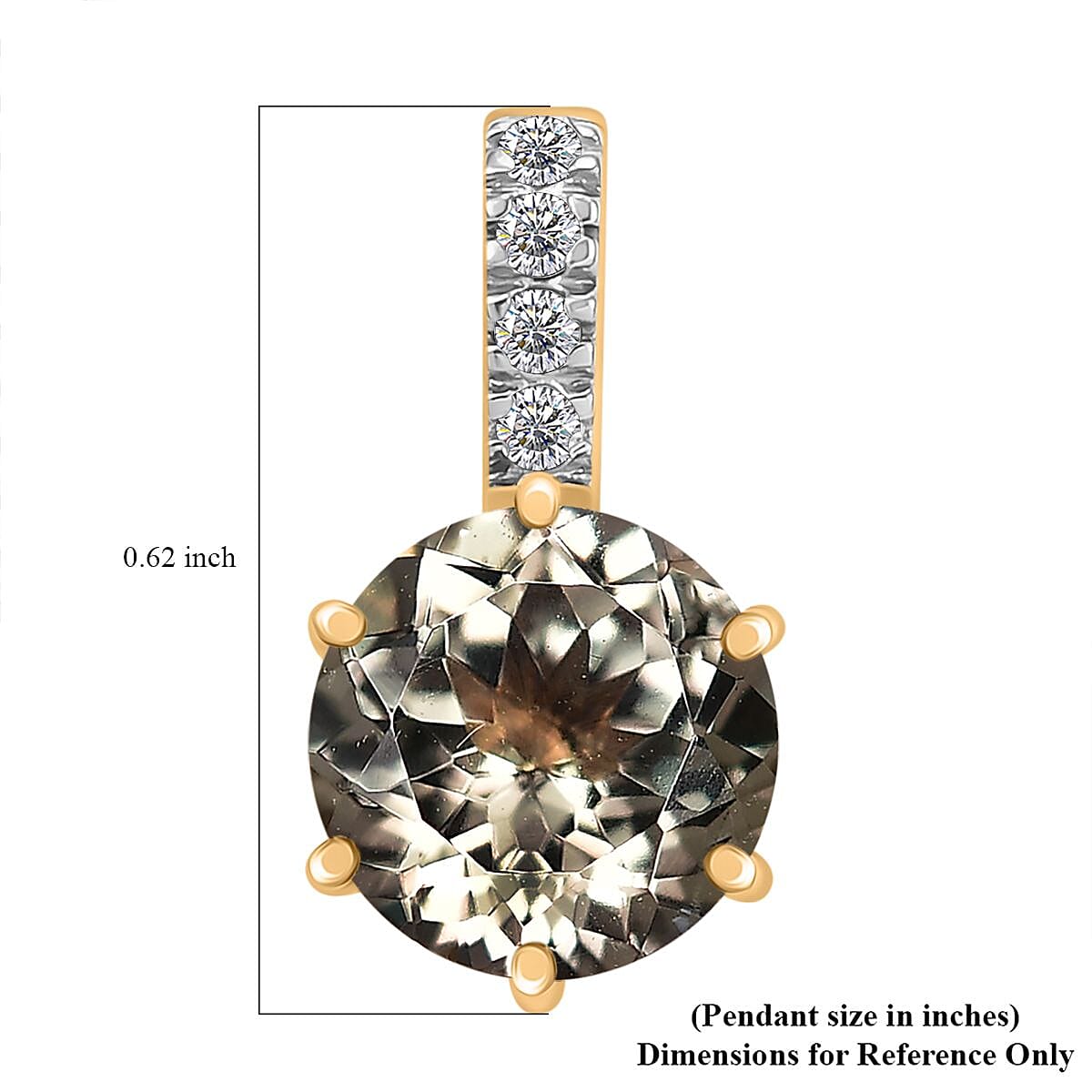14K Yellow Gold  AAA   Turkizite ,  White Diamond  I2 Main Stone With Side Stone Pendant ,  Gold Wt. 1.8 g 2.03 ctw image number 5