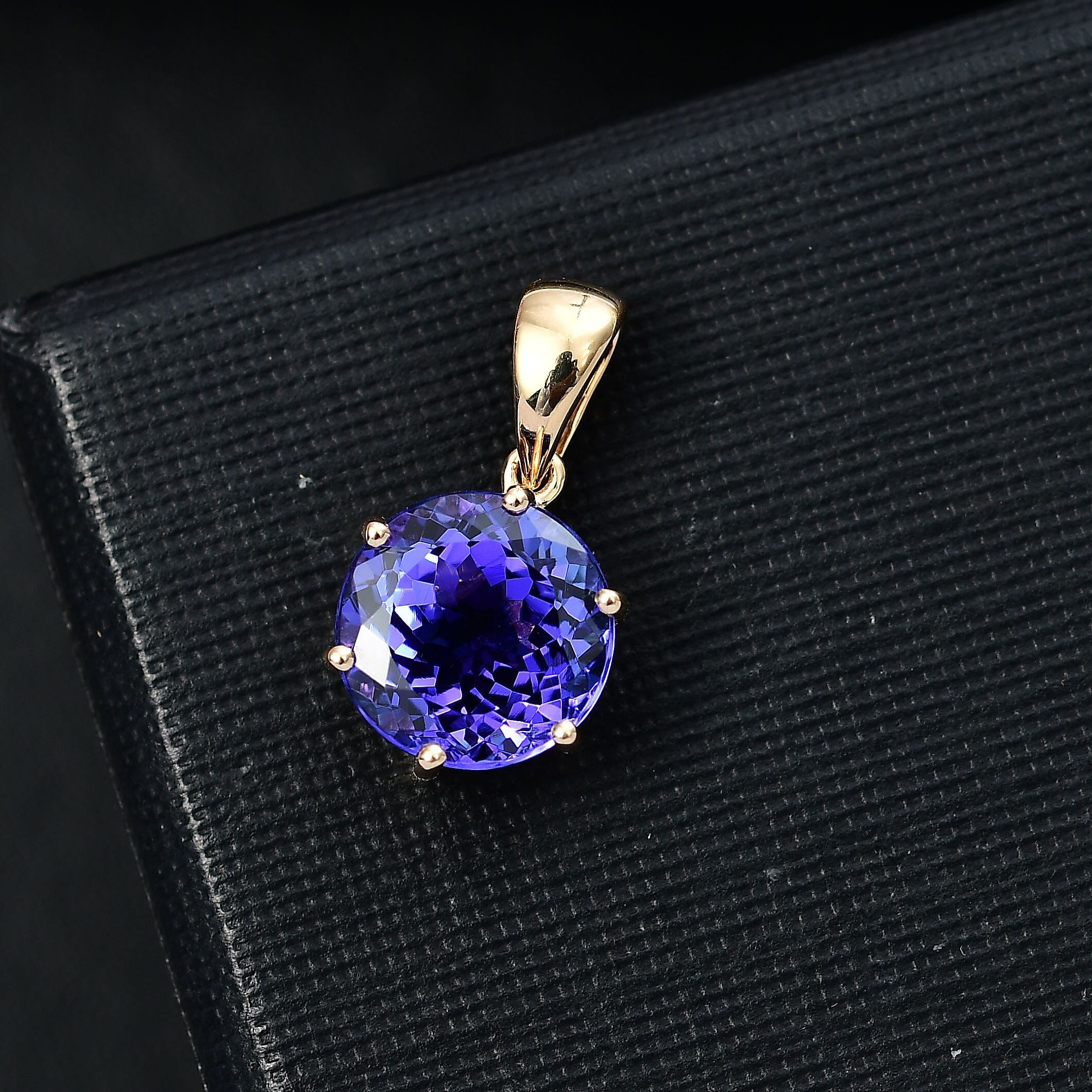 AAA Tanzanite 4.45 ctw Solitaire Pendant without Chain in 18K Yellow Gold