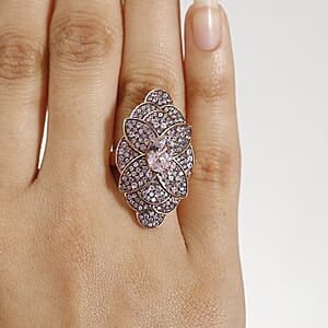 D'Joy Martha Rocha Kunzite, Madagascar Pink Sapphire Dahlia Floral Ring in 18K Vermeil RG Over Sterling Silver 3.80 ctw (Size 10.0)