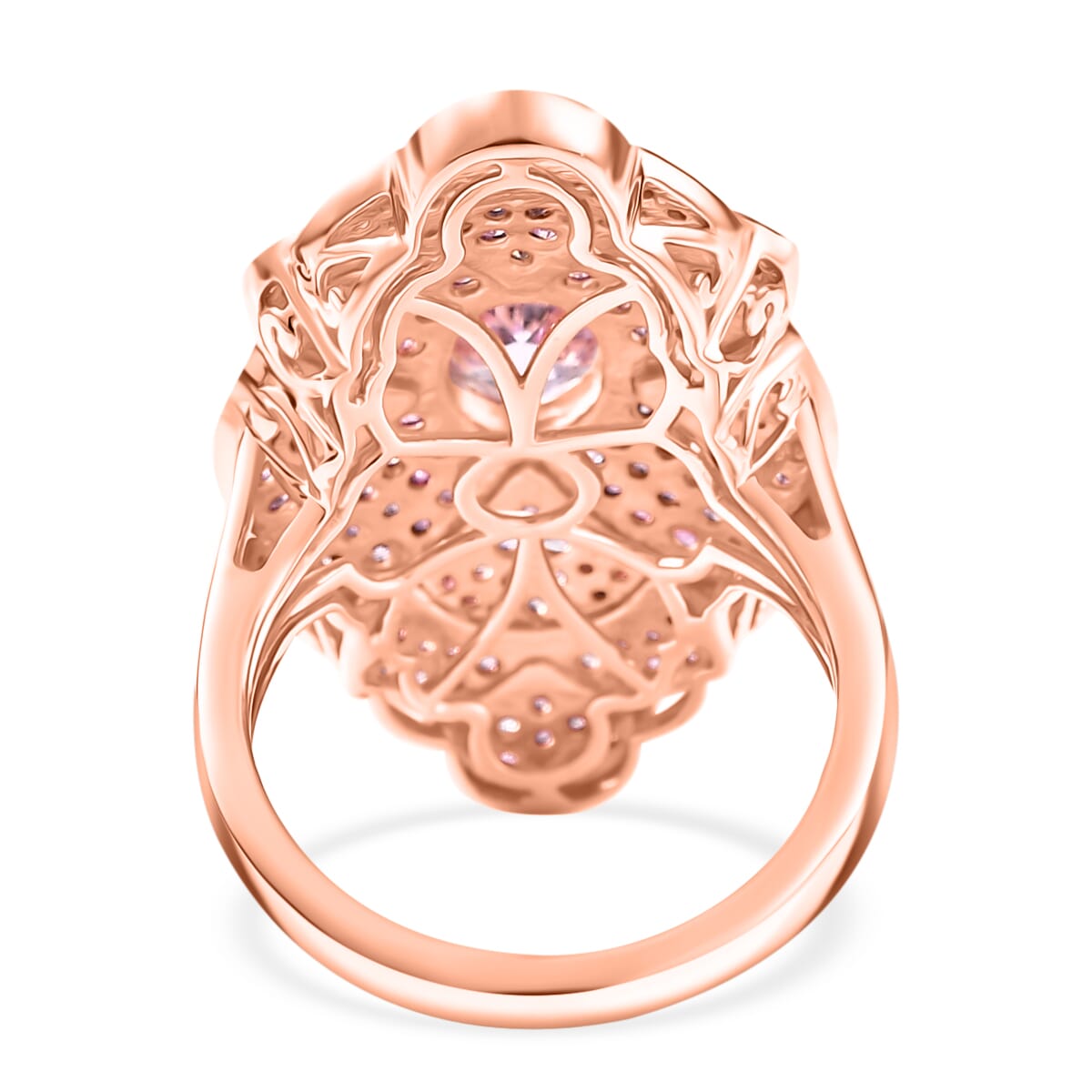Premium Martha Rocha Kunzite and Madagascar Pink Sapphire 3.80 ctw Dahlia Floral Ring in 18K Vermeil Rose Gold Over Sterling Silver (Size 9.0) image number 4