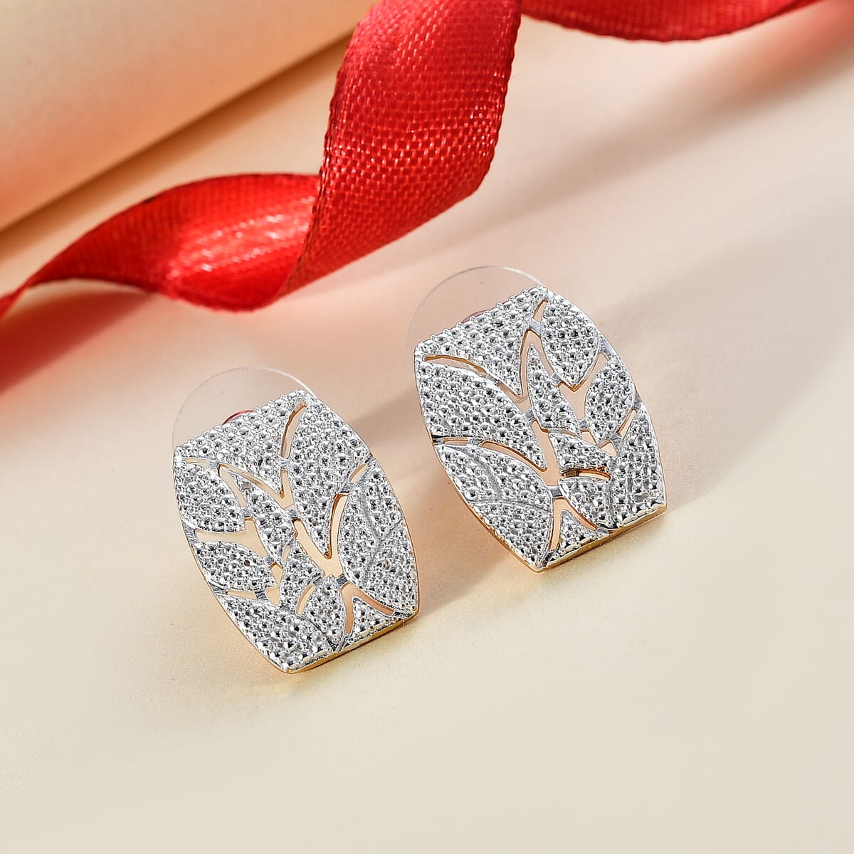 Karis Diamond Accent Earrings in Platinum Bond and 18K YG Plated image number 1