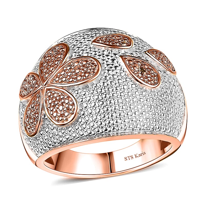 Karis Natural Champagne Diamond Accent Star Fish Ring in 18K RG Plated (Size 10.0)