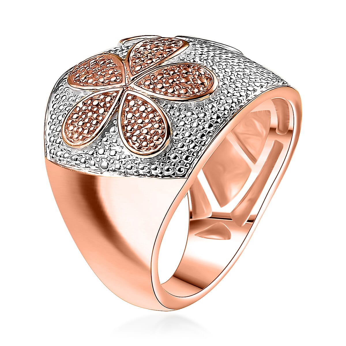 Karis Natural Champagne Diamond Accent Star Fish Ring in 18K RG Plated (Size 7.0) image number 3
