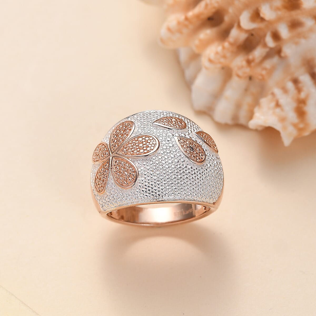 Karis Natural Champagne Diamond Accent Star Fish Ring in 18K RG Plated (Size 8.0) image number 1