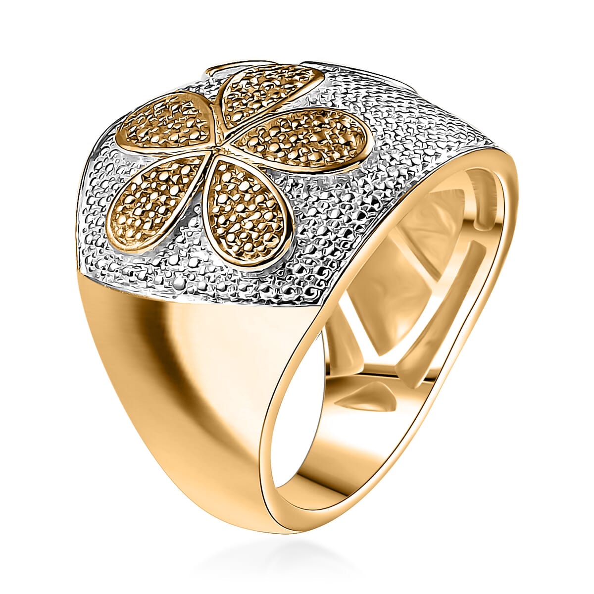 Karis Natural Yellow Diamond Accent Star Fish Ring in 18K YG Plated (Size 7.0) image number 3