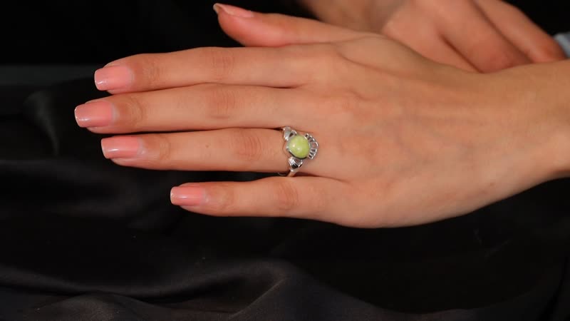 Connemara Marble Heart Ring in Rhodium Over Sterling Silver (Size 10.0) 2.80 ctw
