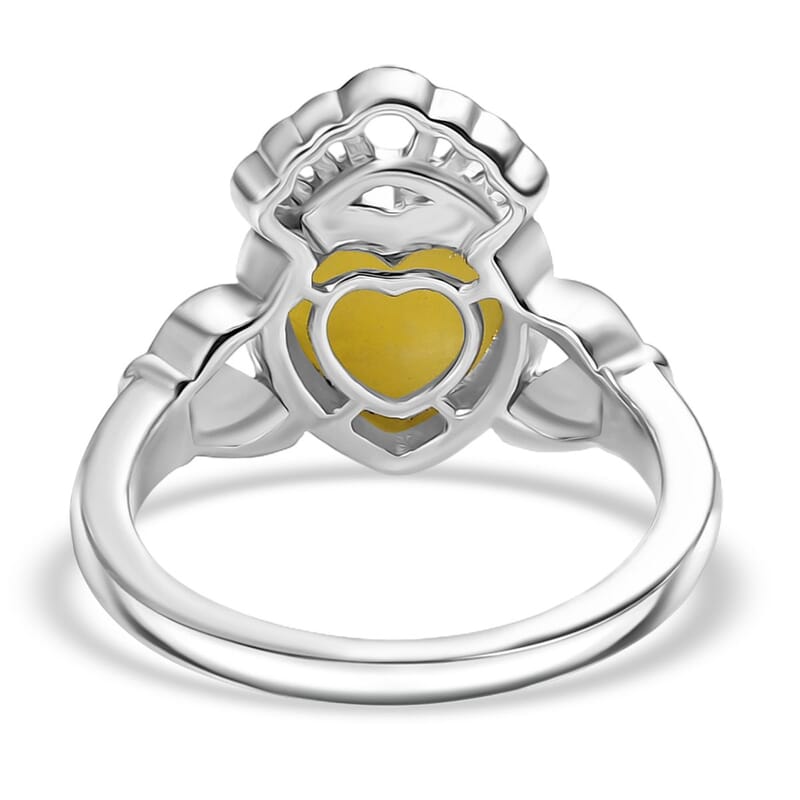 D'Joy Connemara Marble 2.80 ctw Claddagh Ring in Rhodium Over Sterling Silver (Size 10.0)