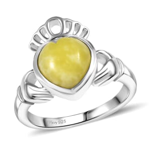 Connemara Marble 2.80 ctw Claddagh Ring in Rhodium Over Sterling Silver (Size 11.0)