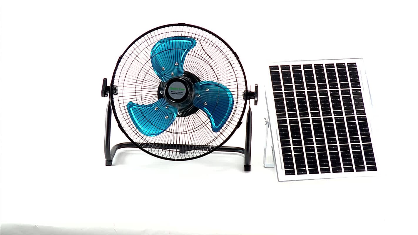 Solar Power 12 Fan, 15W Solar Panel, 15000mAh Battery, USB interface