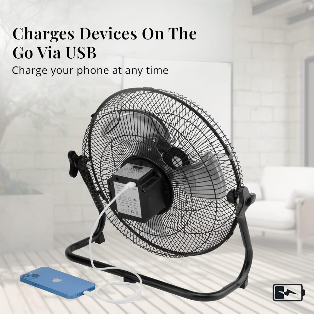 Solar Power 12 Fan, 15W Solar Panel, 15000mAh Battery, USB interface image number 5