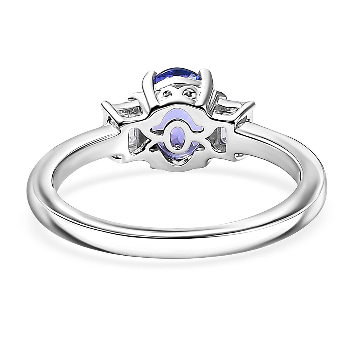 Premium Tanzanite and Luxuriant Lab Grown Diamond (VS) 1.30 ctw Statement Ring in Rhodium Over Sterling Silver (Size 8.0) image number 4
