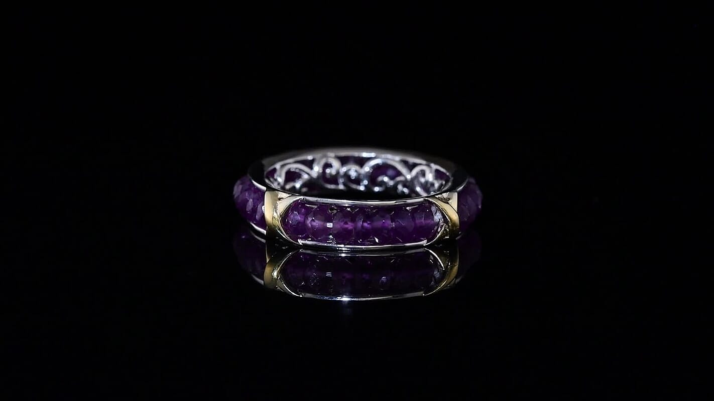 Karis African Amethyst Ring in 18K YG Plated and Platinum Bond (Size 10.0) 5.35 ctw
